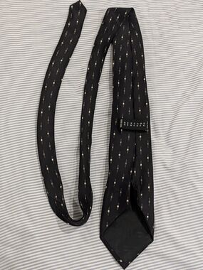 100% Silk Handmade Bergamo New York Black Patterned Men's Tie